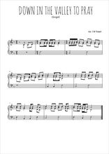 Téléchargez l'arrangement pour piano de la partition de Down in the valley to pray en PDF